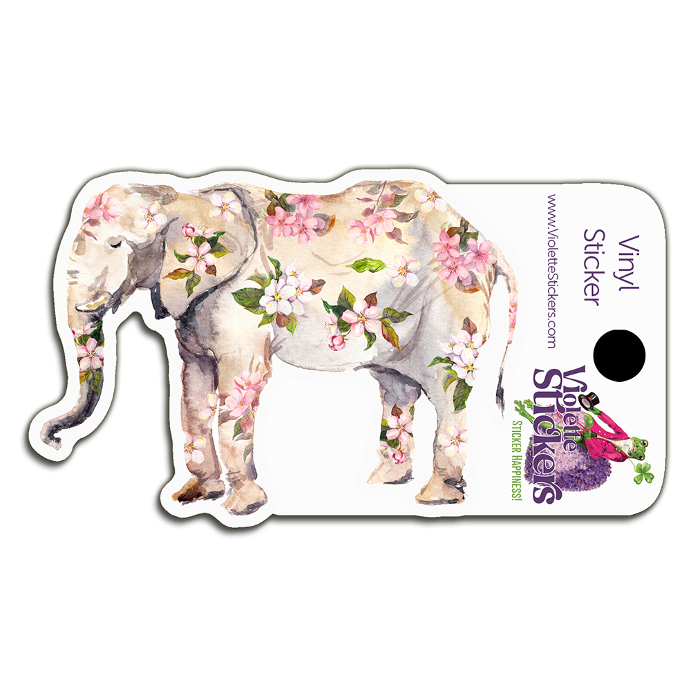 Floral Elephant Vinyl Sticker Decal