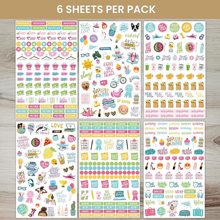 Productivity Planner Stickers Pack Six Sheets