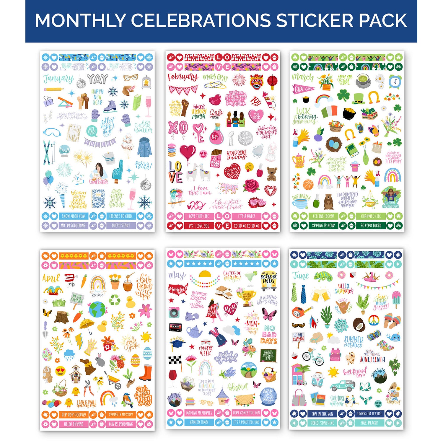 Mointhly Color Code Sticker Monthly Celebrations Planner Stickers Pack – Sticker Planet