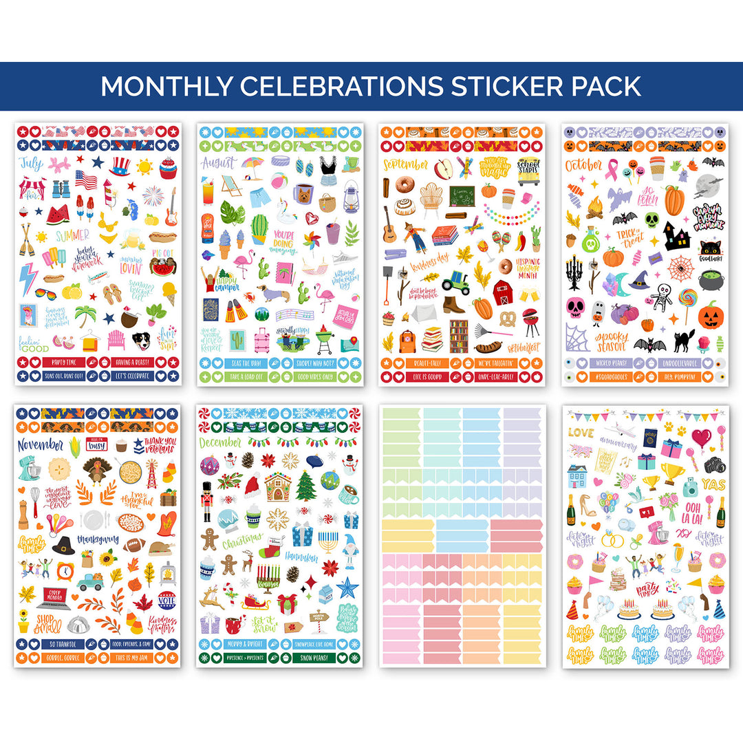 Mointhly Color Code Sticker Monthly Celebrations Planner Stickers Pack – Sticker Planet