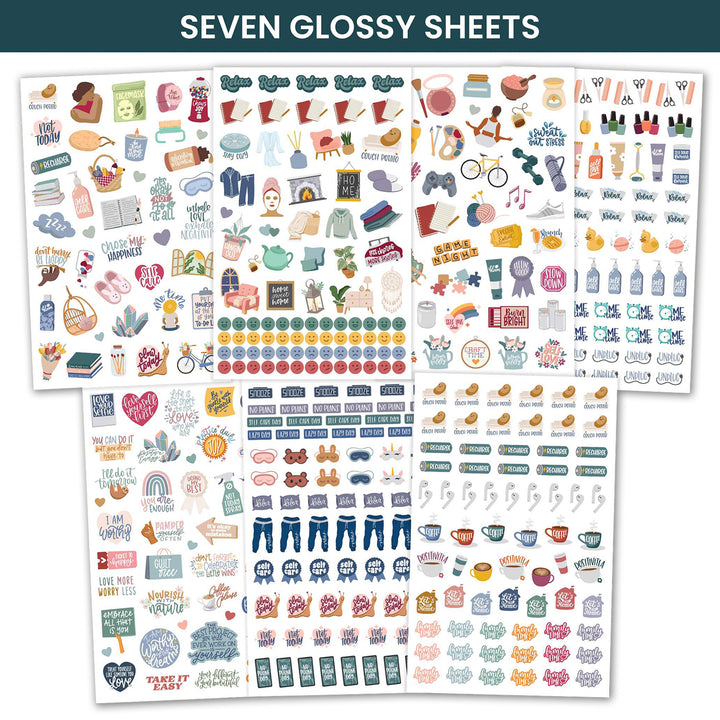 Rest is Self-Care Planner Stickers Pack - Seven Glossy Sheets