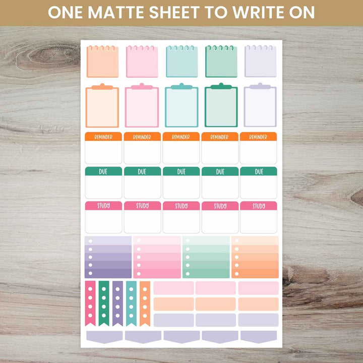 One Matte Sheet To Write On From Student Planner Stickers Pack