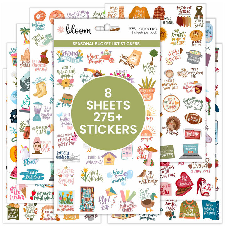 Seasonal Bucket Lists Planner Stickers Pack
