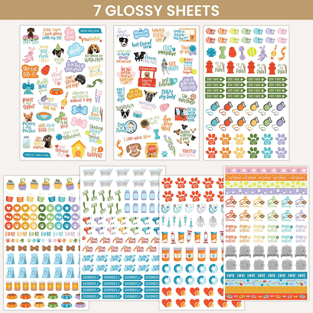 Dog Lovers Planner Stickers Pack Seven Glossy Sheets