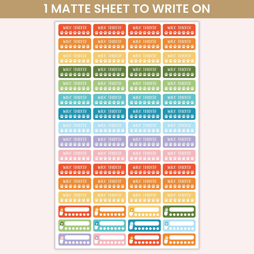 Dog Lovers Planner Stickers Pack One Matte Sheet to Write On