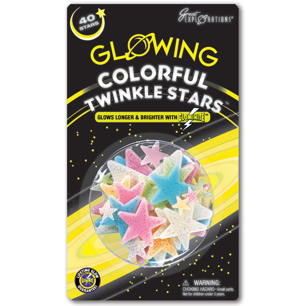 Glow-in-the-Dark Colorful Twinkle Stick-on Stars