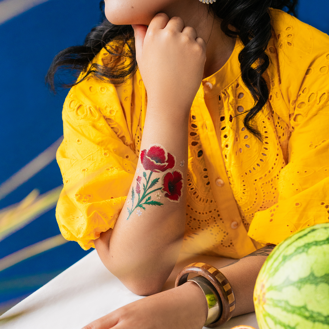 Frida Kahlo Poppies Tattly Temporary Tattoos