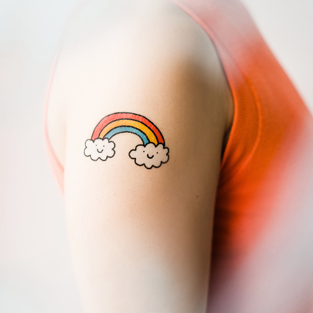 Person Wearing Cheery Rainbow Temporary Tattoo
