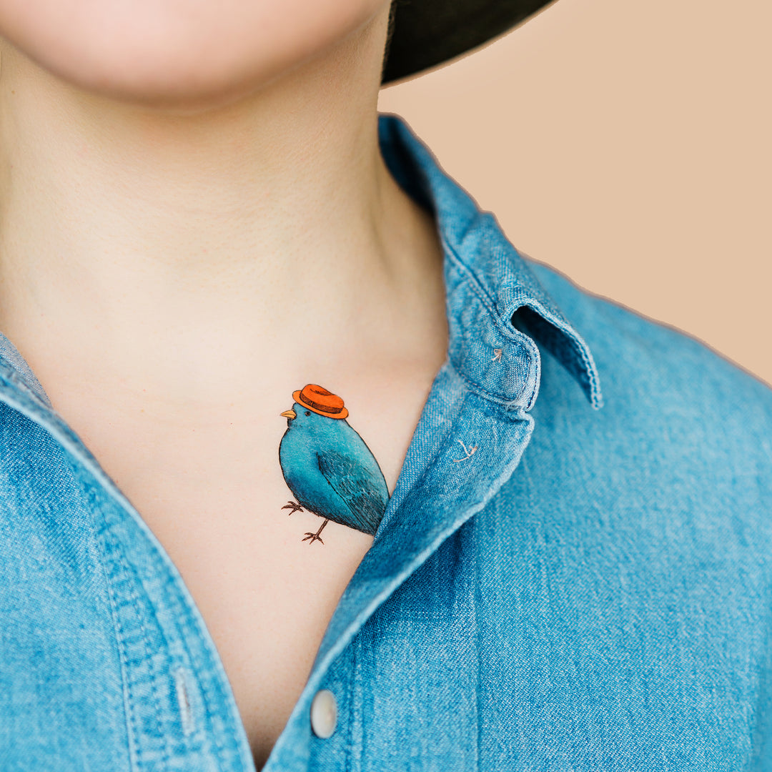 Person Wearing Business Bird Temporary Tattoo