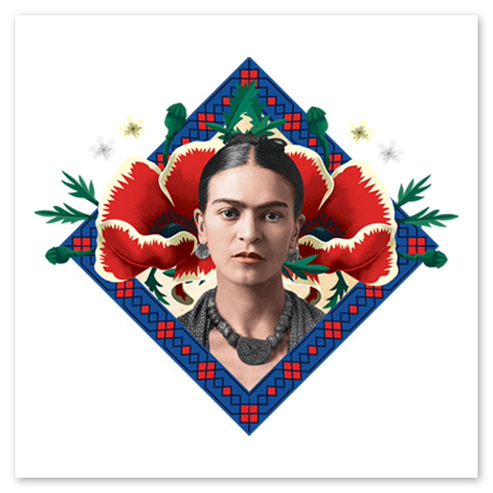 Frida Kahlo with Flowers Temporary Tattoo