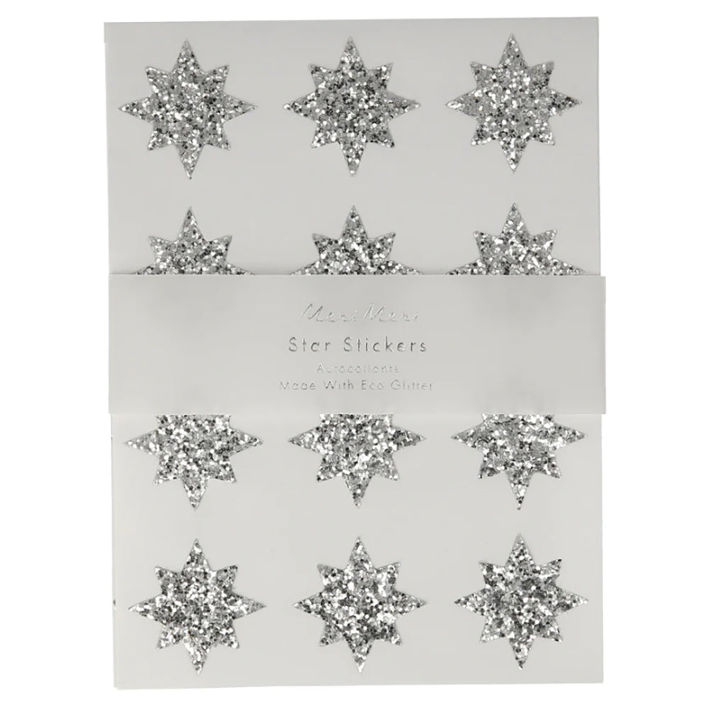 Glitter Silver Eco Star Sticker Pack