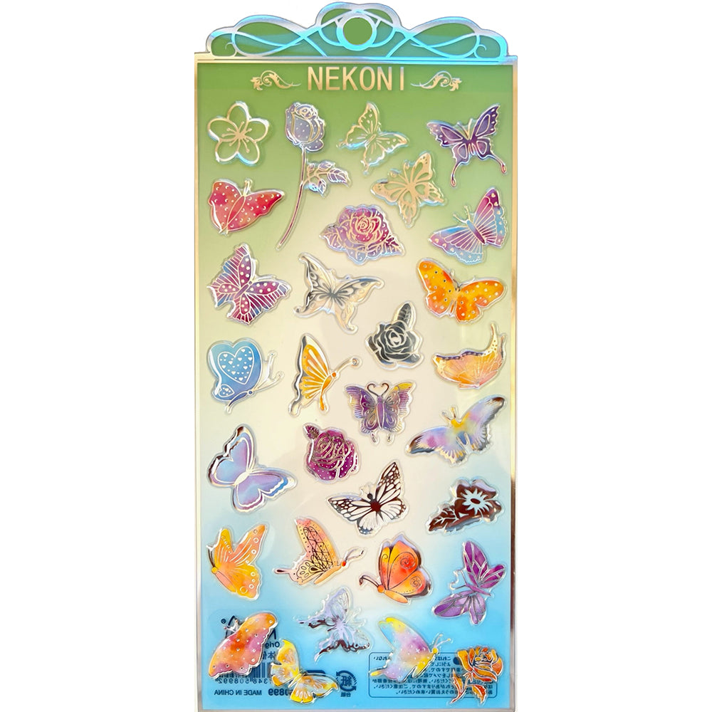 Flower & Butterfly Crystal Gel Stickers