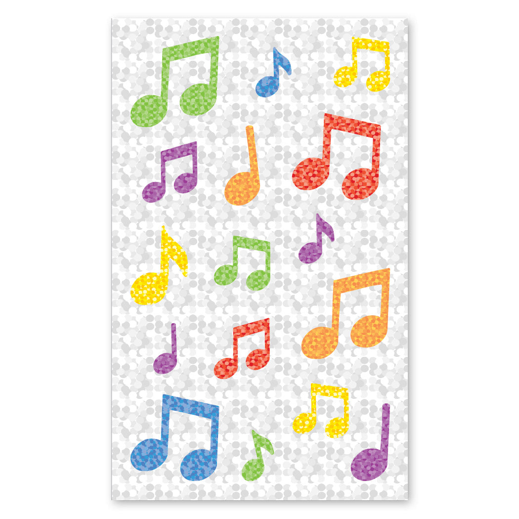 Multicolor Sparkle Music Notes Stickers