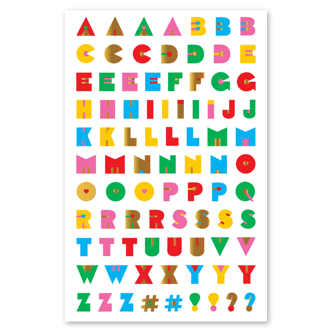 Colorful Retro-style Alphabet Stickers