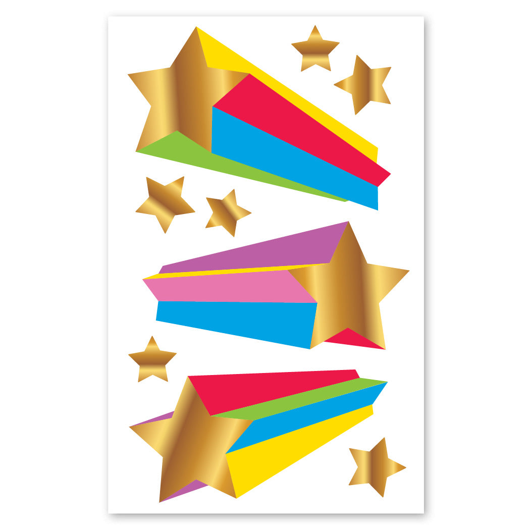 Gold Stars With Rainbow Trails Stickers
