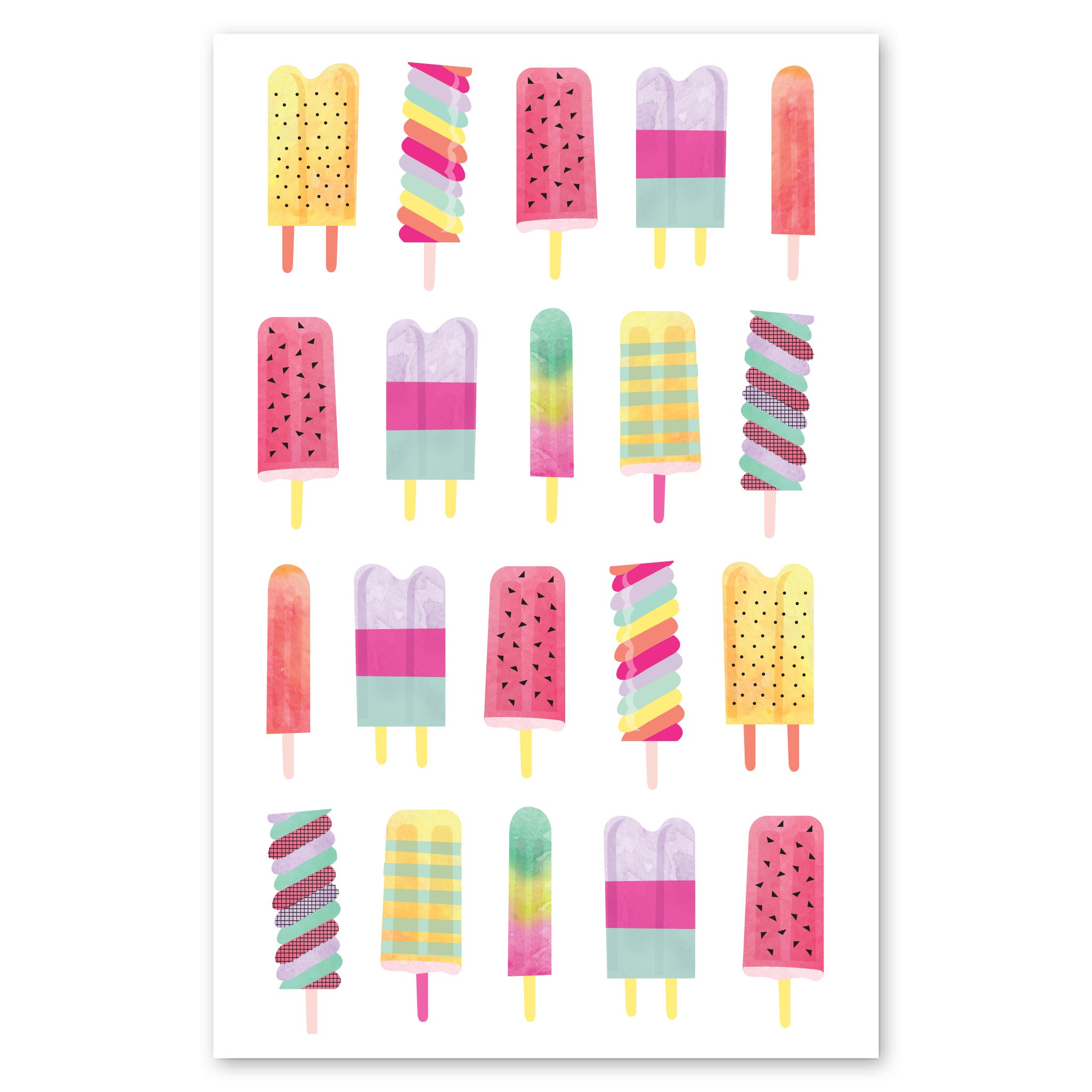Popsicle Patterns Sticker Watercolor Popsicles Stickers – Sticker Planet