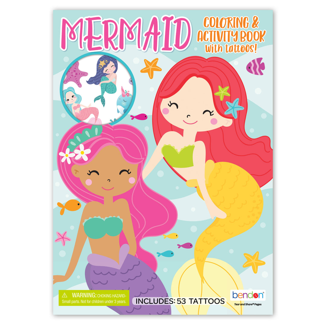 Mermaid Coloring & Activity Book With Tattoos