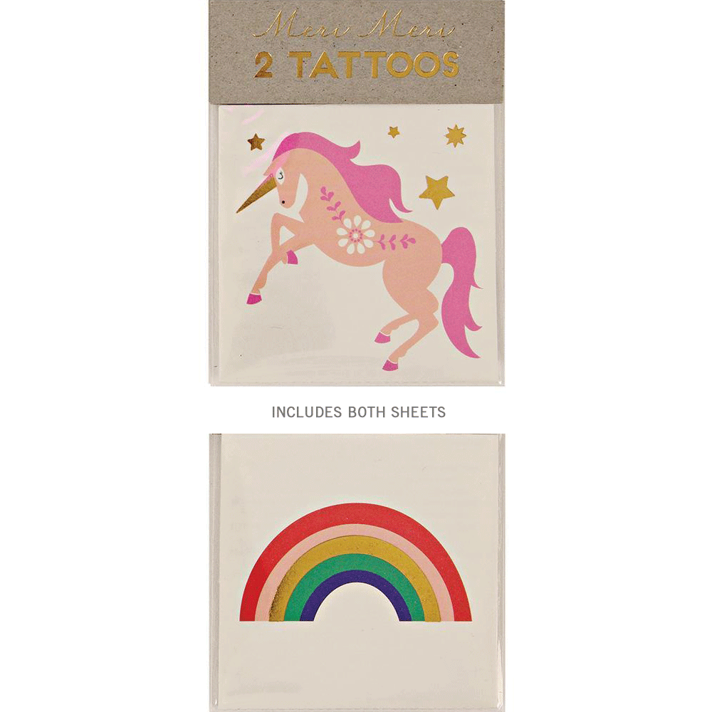 Unicorn & Rainbow Temporary Tattoo