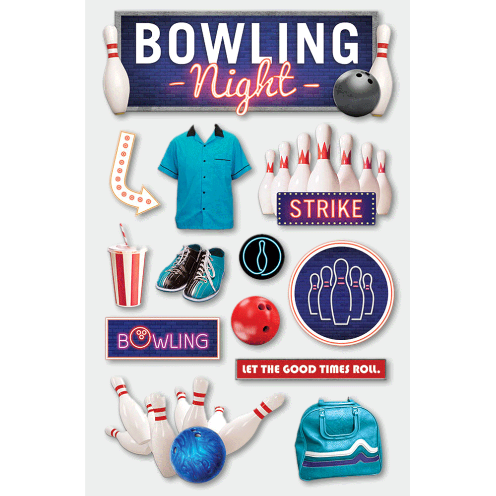 Bowling Night 3-D Stickers