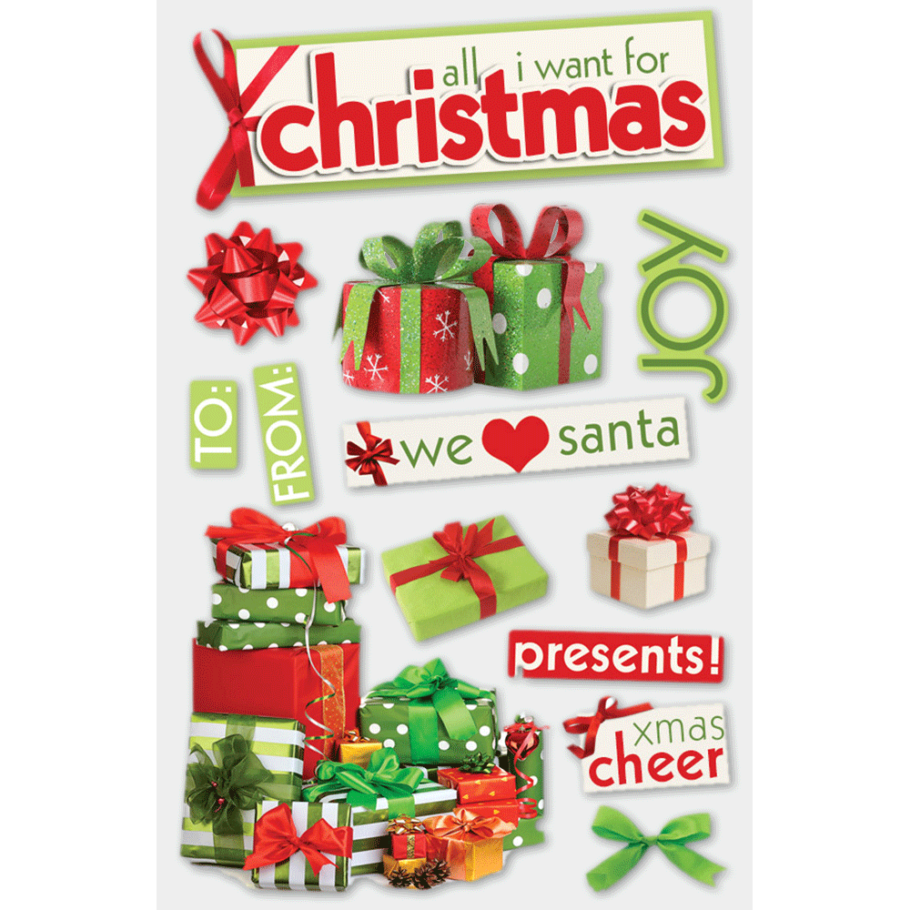 All I Want For Christmas 3-D Stickers
