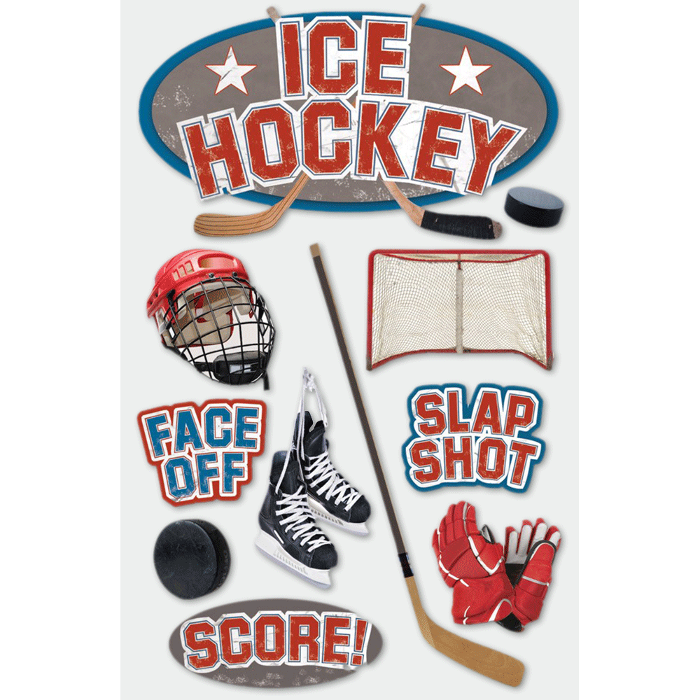 Ice Hockey 3-D Stickers