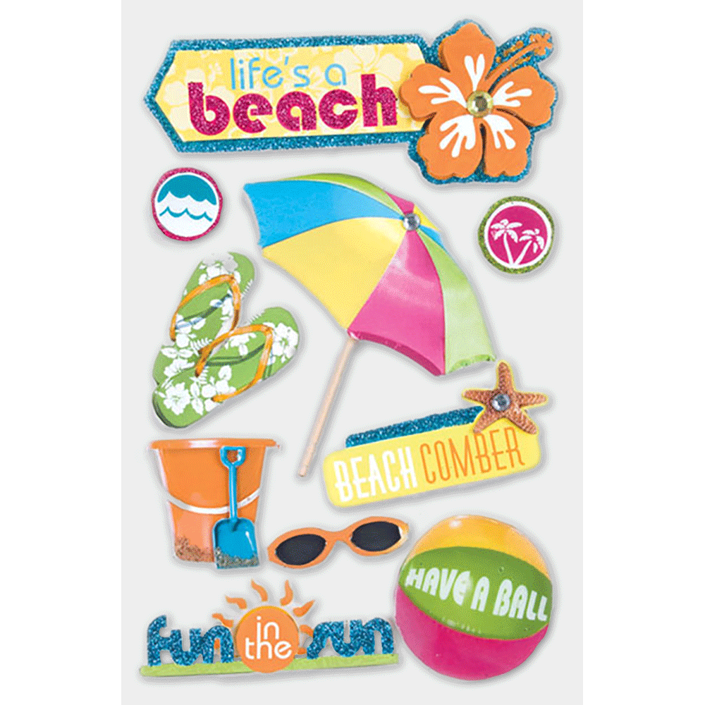 Life's A Beach 3-D Stickers