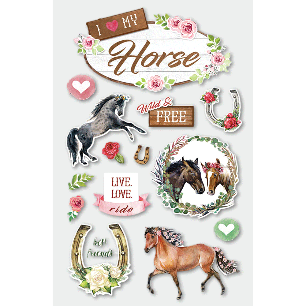 I Love My Horse 3-D Stickers