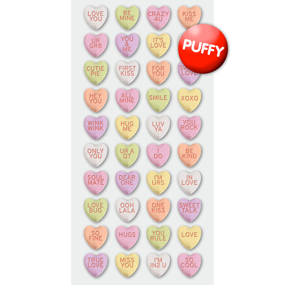 Sweetheart Candies Puffy Stickers