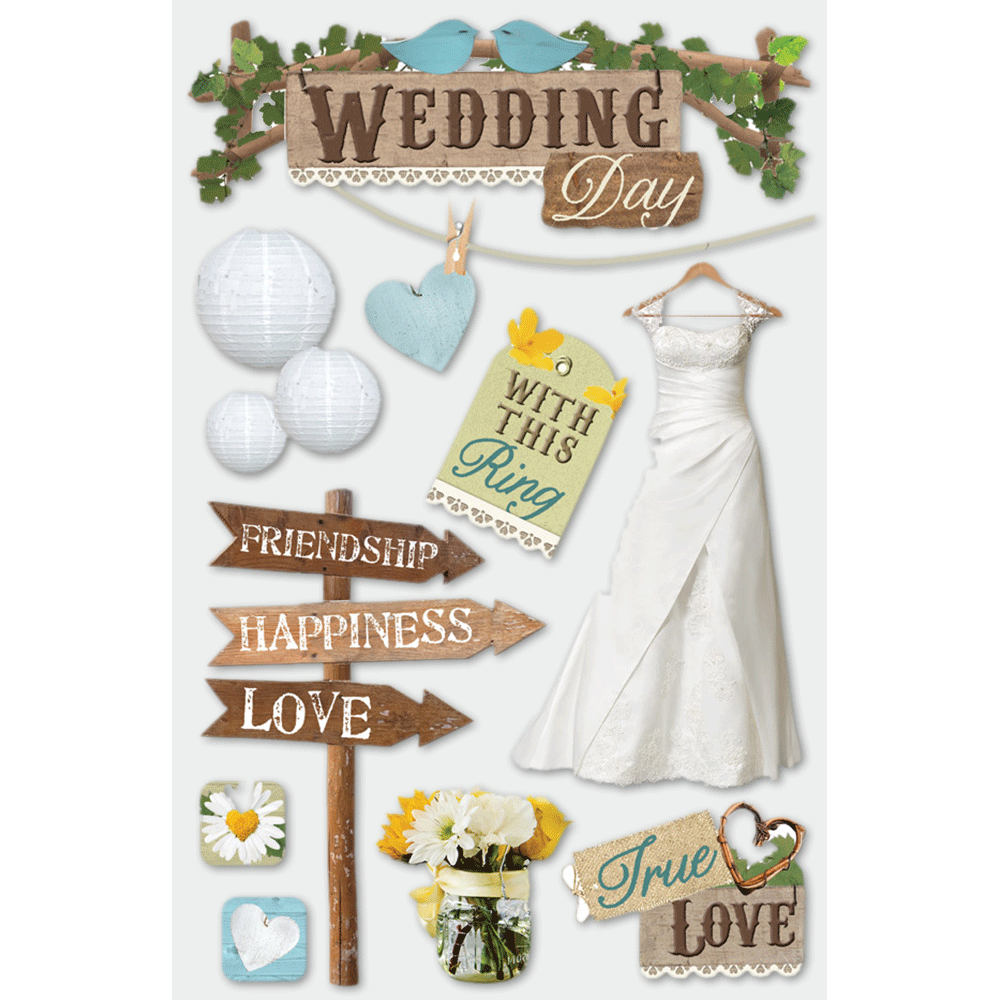 Wedding Stickers for Scrapbooking - Scrapbook Wedding Stickers with Wedding  Frames and Tags Die Cut Cardstock | Set of 2 Bridal Shower Scrapbook