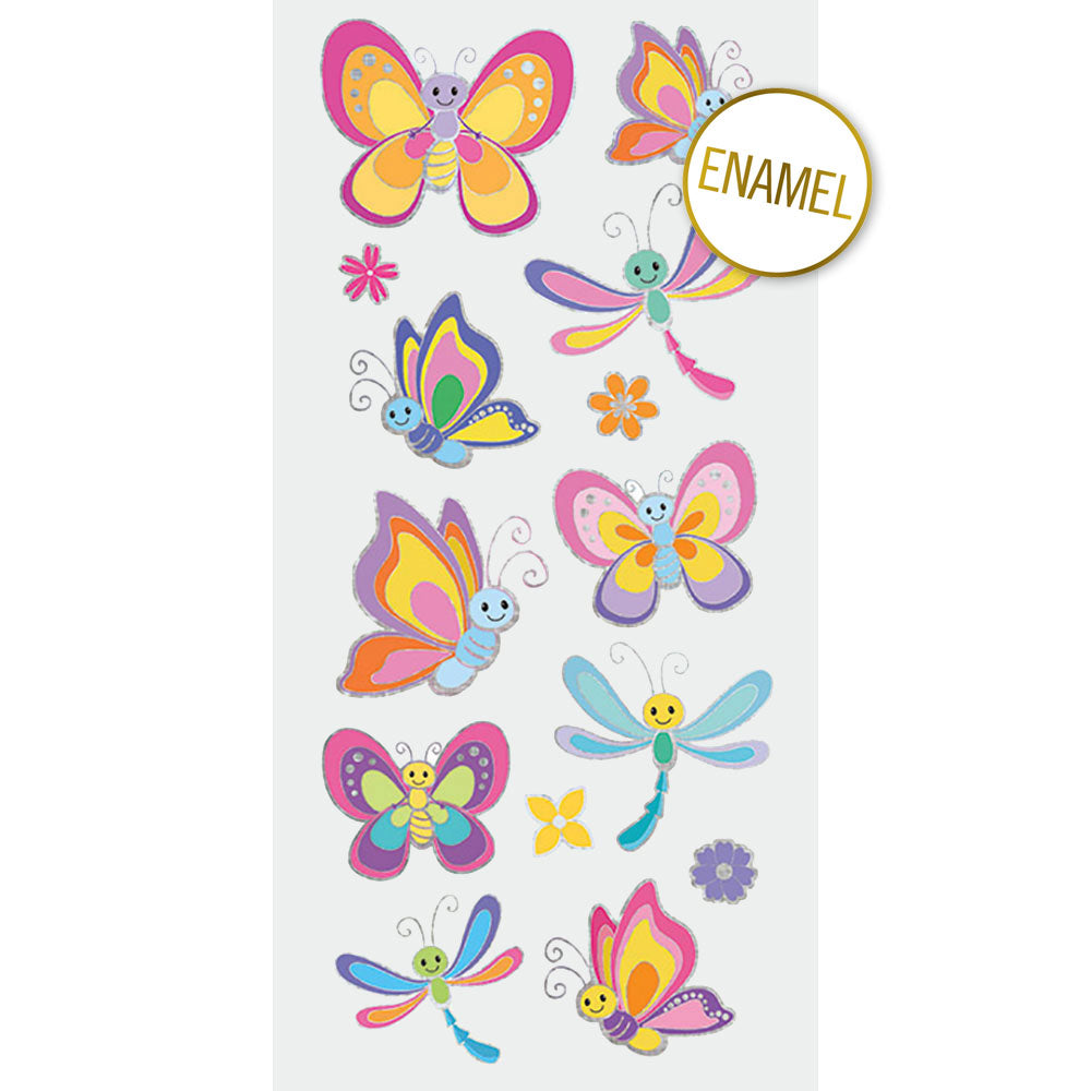Butterflies & Dragonflies Faux Enamel Stickers