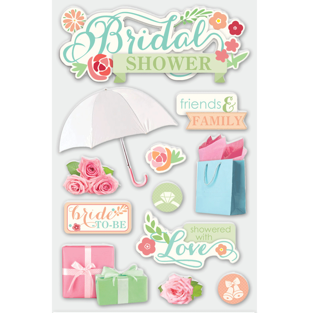 Bridal Shower 3-D Stickers
