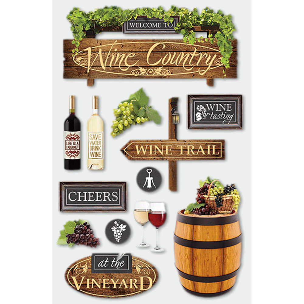 Wine Country 3-D Stickers