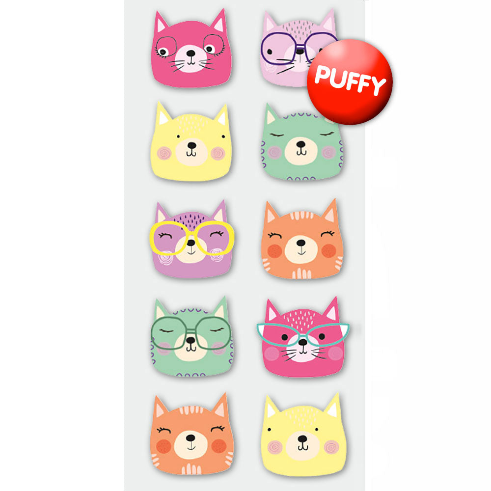 Cat Faces Puffy Stickers