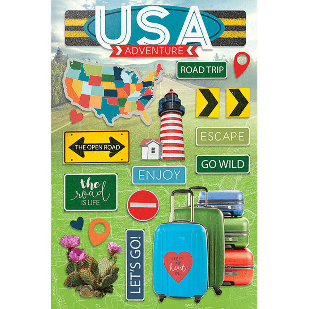 USA Adventure Dimensional Stickers