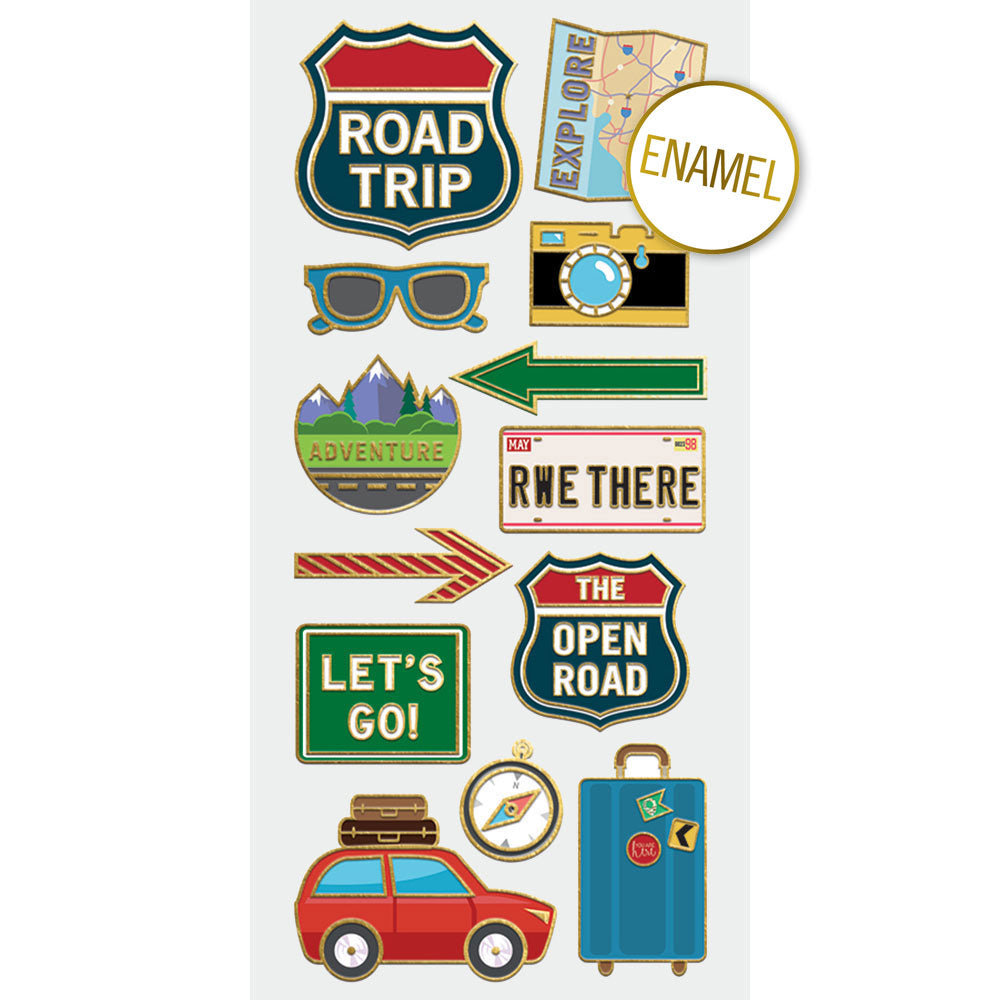 Road Trip Faux Enamel Stickers