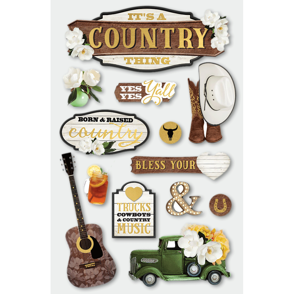 It's A Country Thing 3-D Stickers