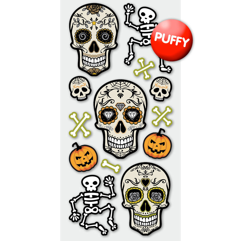 Skeletons Puffy Stickers