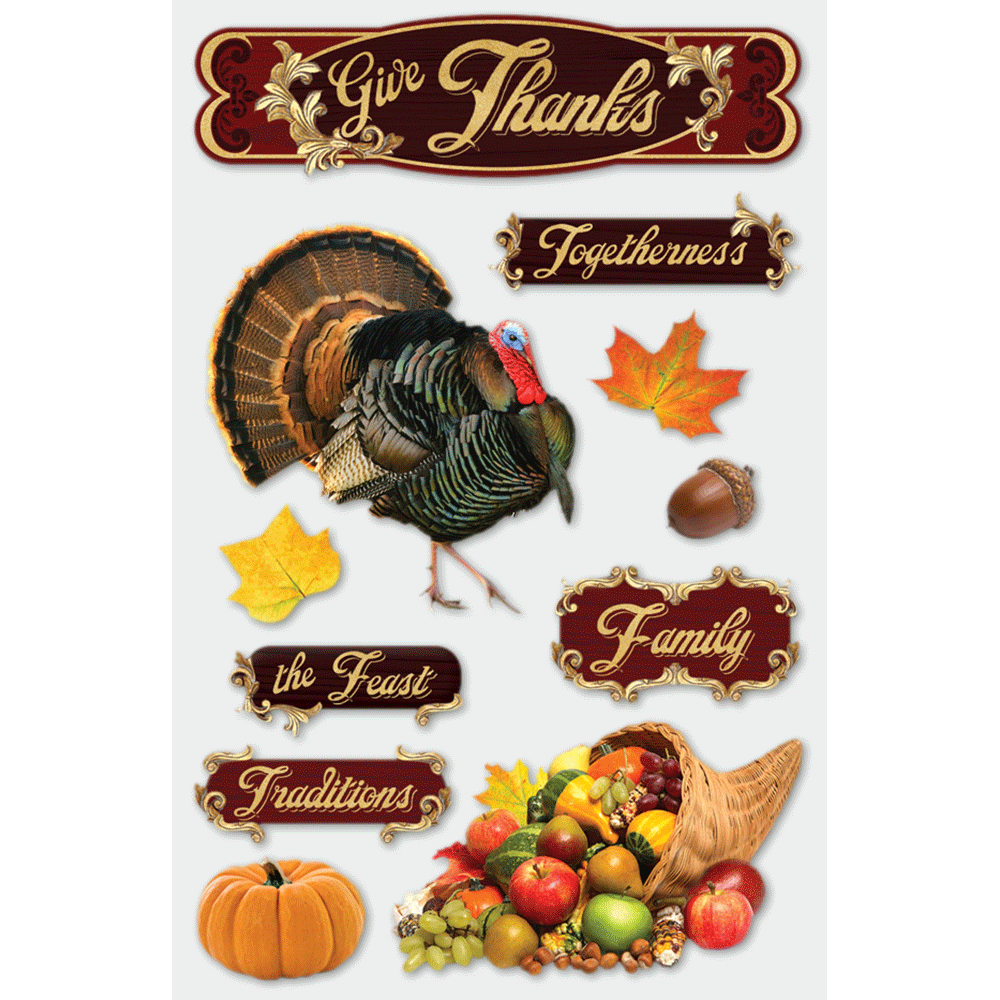 Give Thanks 3-D Stickers