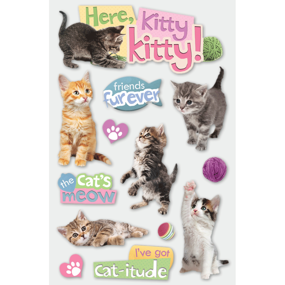 Here Kitty Kitty 3-D Stickers