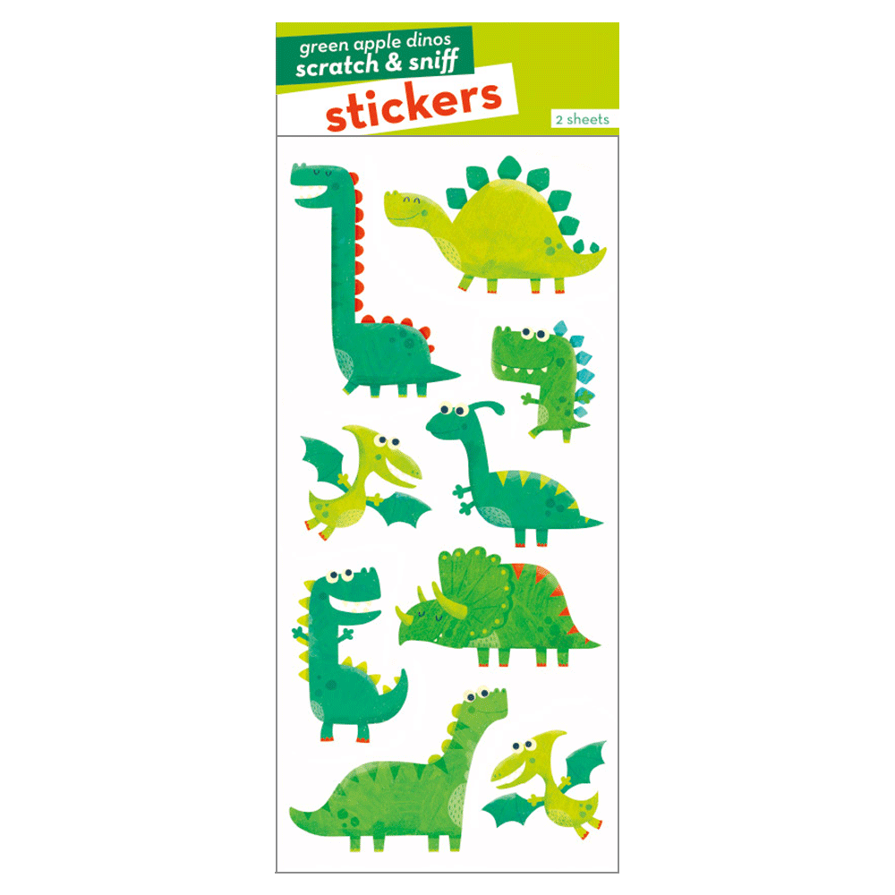 Green Apple Dinosaurs Scratch & Sniff Stickers