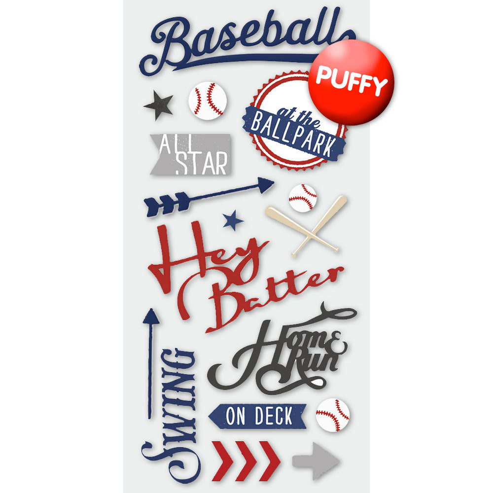 Baseball-Hey Batter Puffy Stickers