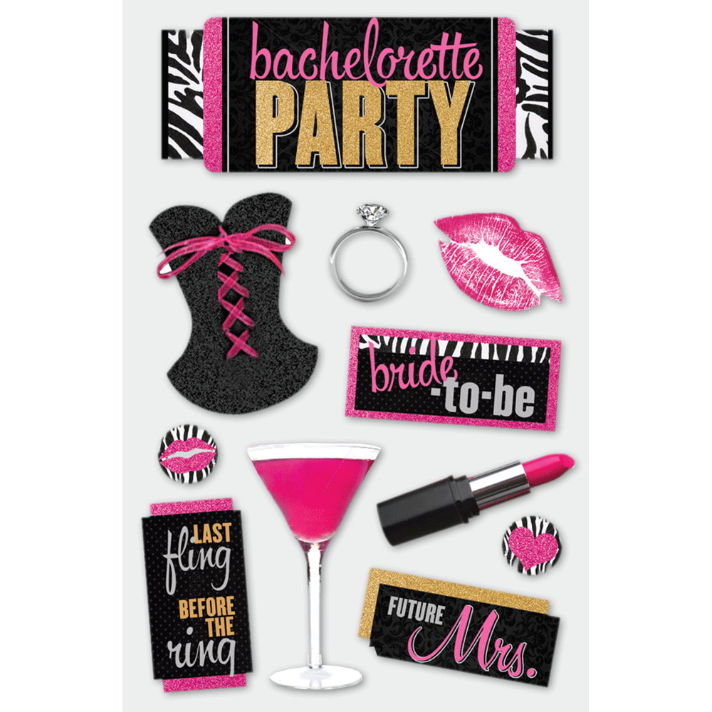 Bachelorette Party 3-D Stickers