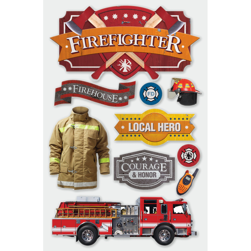 Firefighter 3-D Stickers