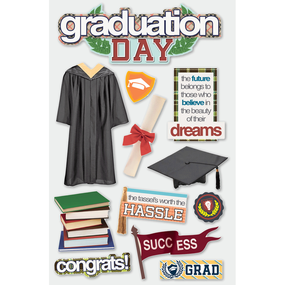 Graduation Assembly Sticker Graduation Day 3-D Stickers – Sticker Planet