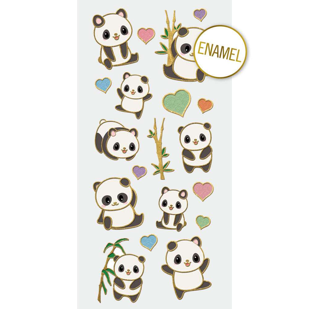 Pandas Faux Enamel Stickers