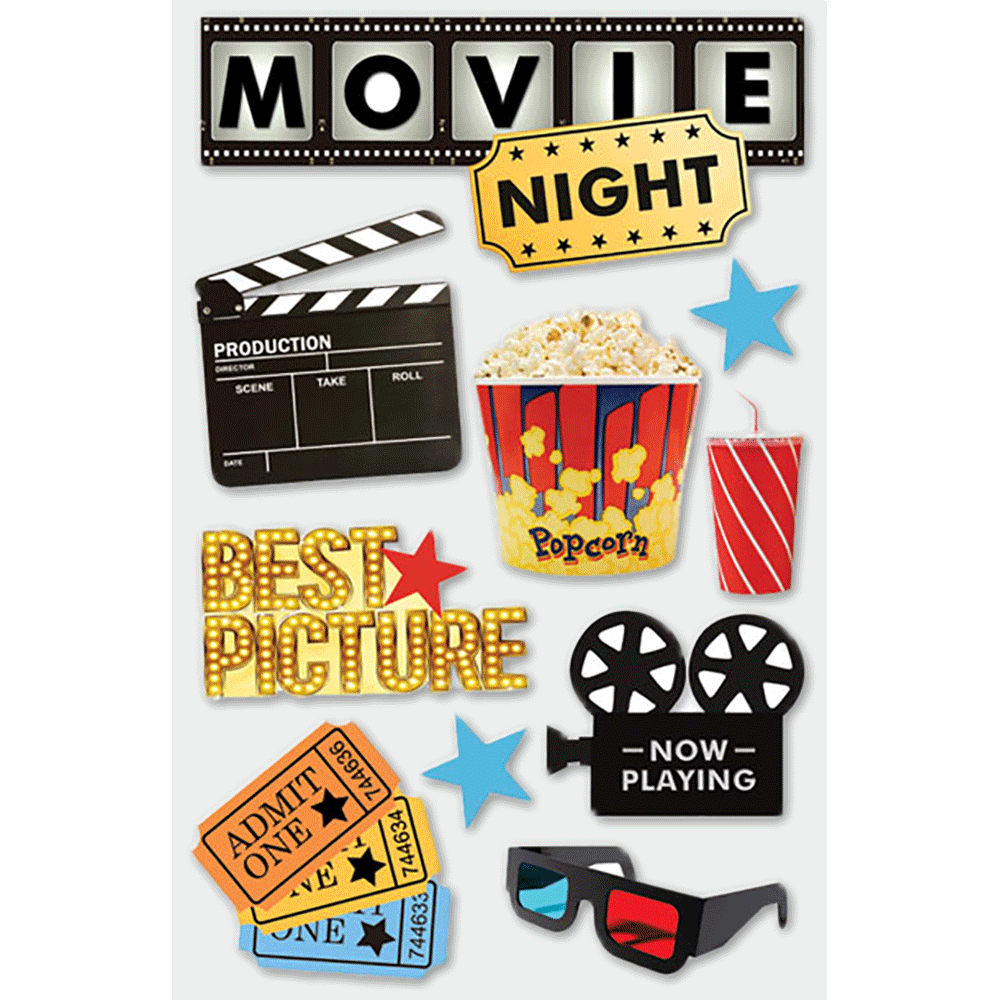 Movie Night 3-D Stickers