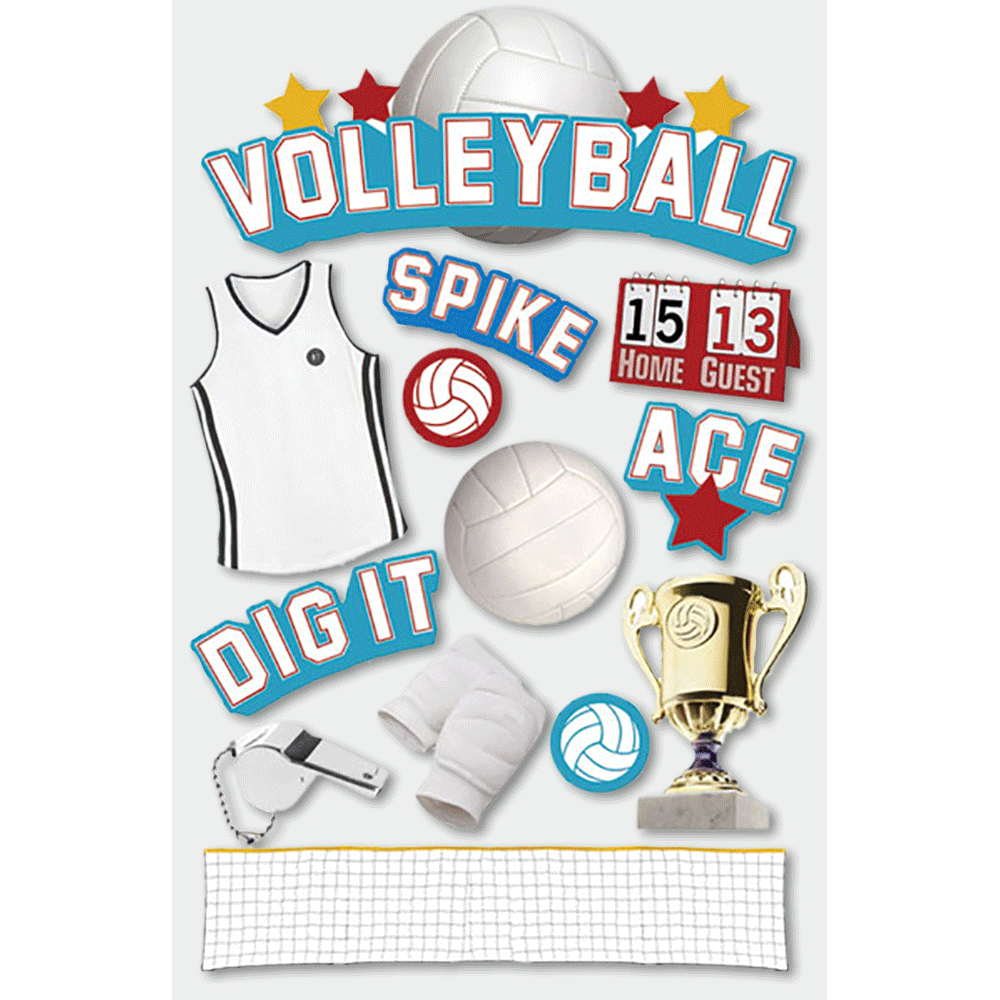 Volleyball 3-D Stickers