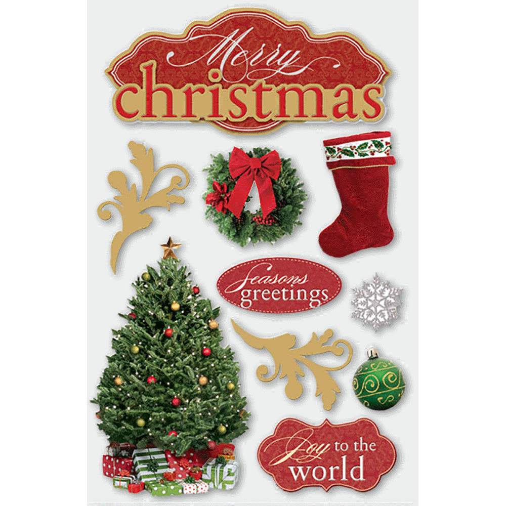 Merry Christmas 3-D Stickers
