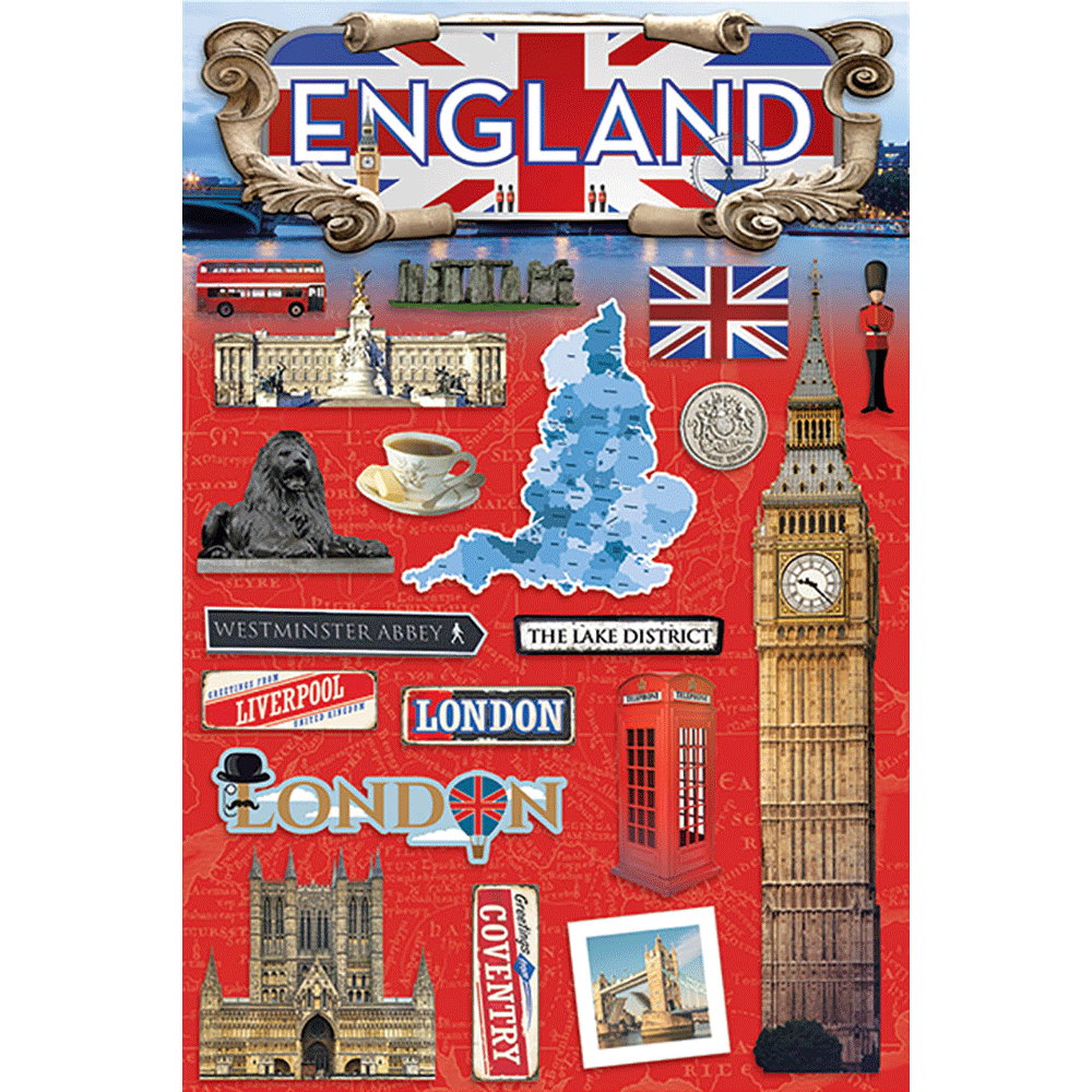 England Dimensional Stickers