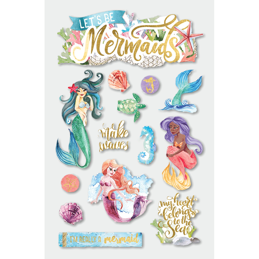 Mermaids 3-D Stickers